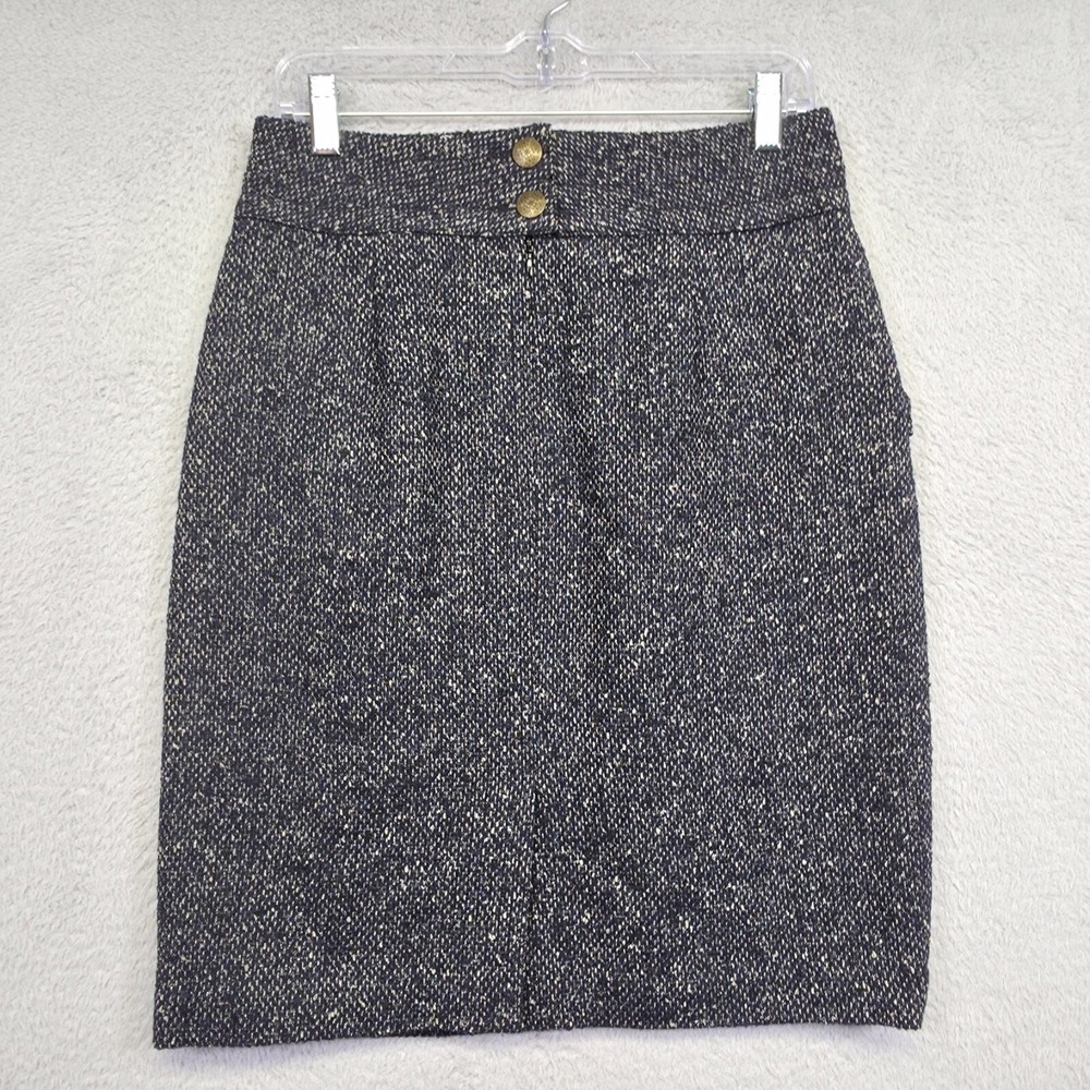 CAbi Skirt Womens 6 Blue Blair Wool Tweed Straight Preppy Academia Capsule Work‎